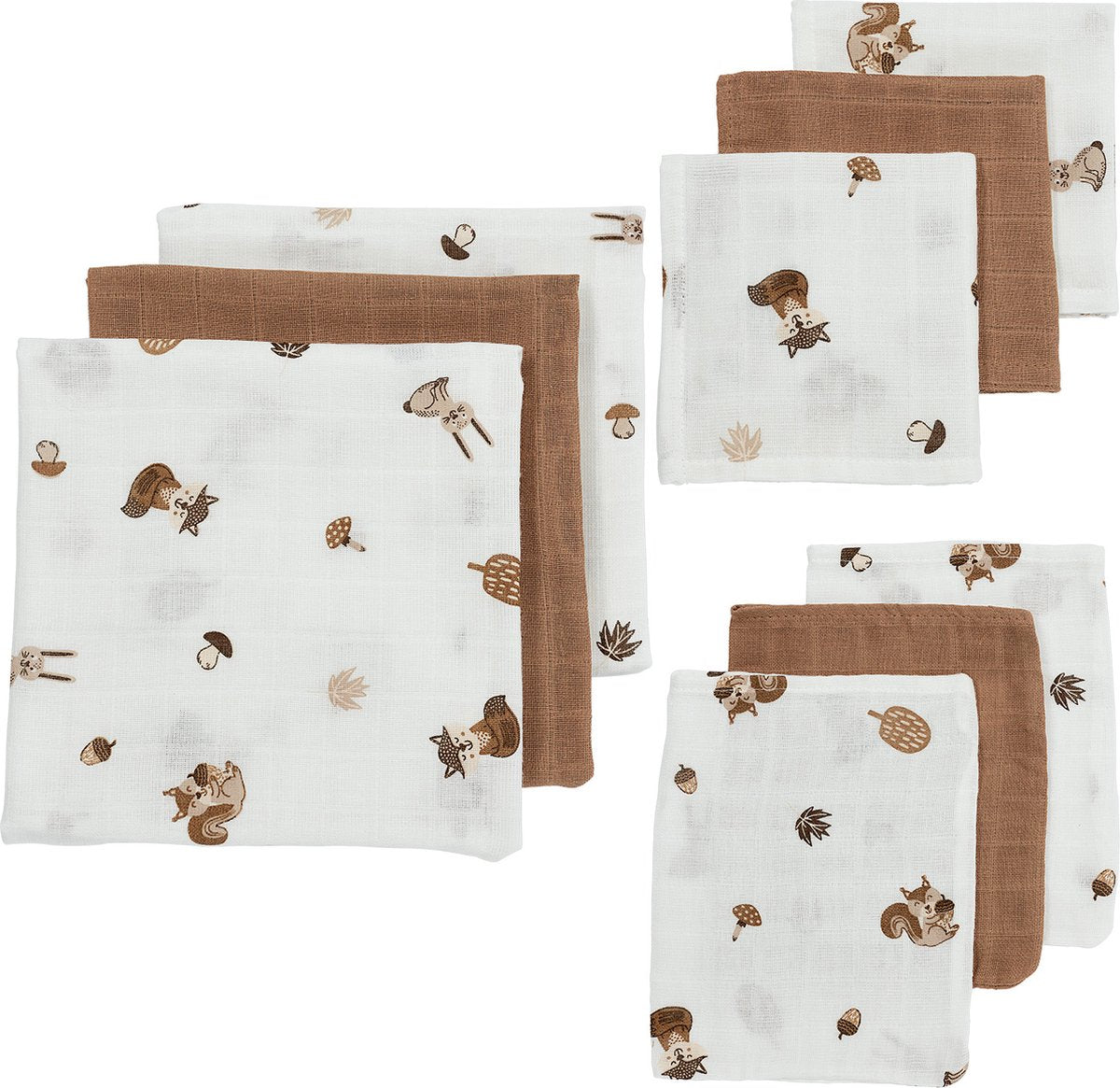 Meyco Baby-Waldtiere-Starterset – 9er-Pack – hydrophil – Toffee