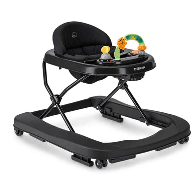 Luxuriöser 2-in-1-Gehstuhl Deryan – inklusive Spielset und Tablett – klappbar – Schwarz