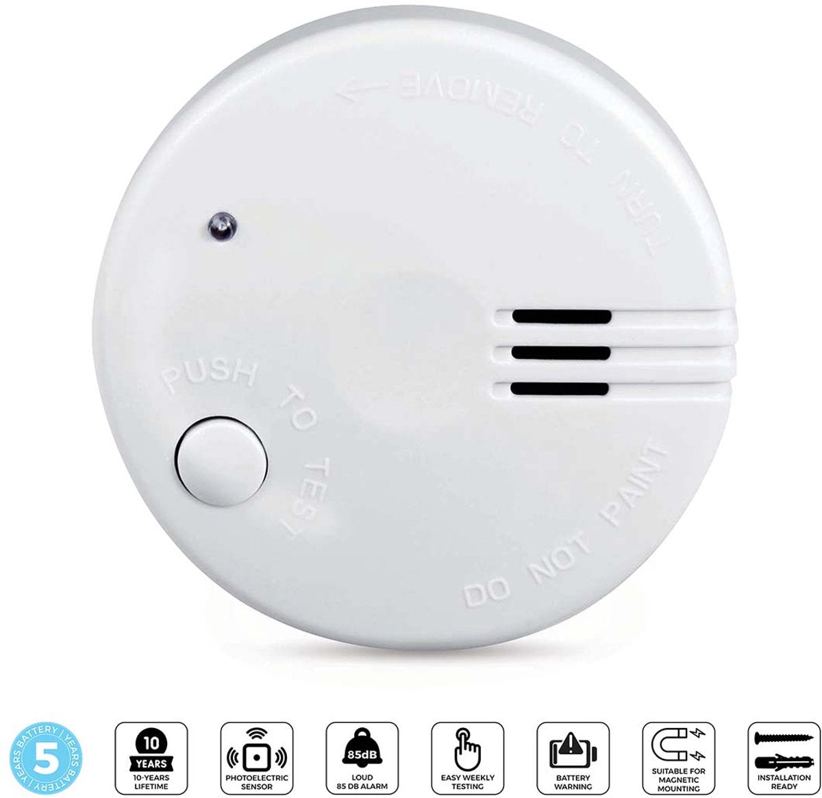 Alecto SD510 – Mini-Rauchmelder – 5-Jahres-Batterie – entspricht der europäischen Norm EN14604 – weiß