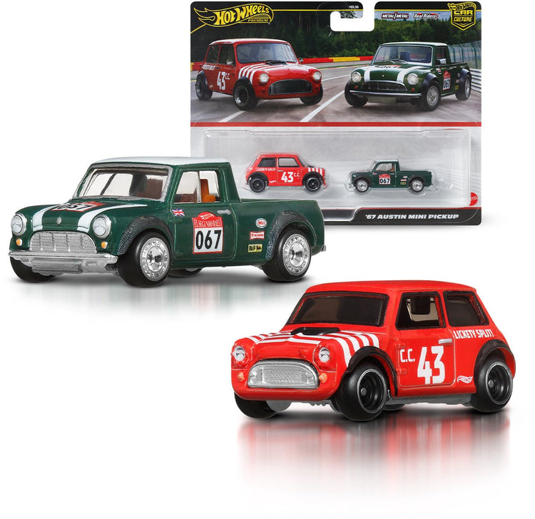 Hot Wheels Premium Car Culture 2er-Set – Morris Mini und '67 Austin Mini Pickup
