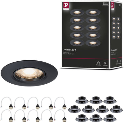 Paulmann Einbauleuchte 10er Set Stern rund 90 mm GU10 max. 10x10W 230V dimmbar schwarz