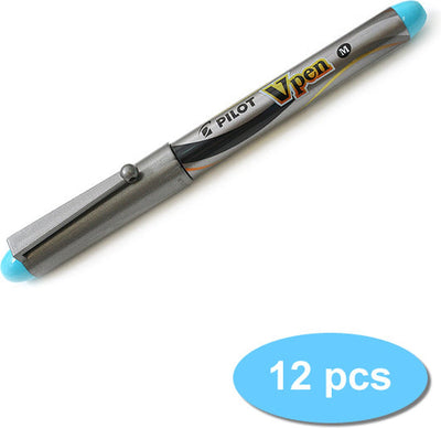 Pilot Füllfederhalter V-Pen Silber Türkis 12 Stück