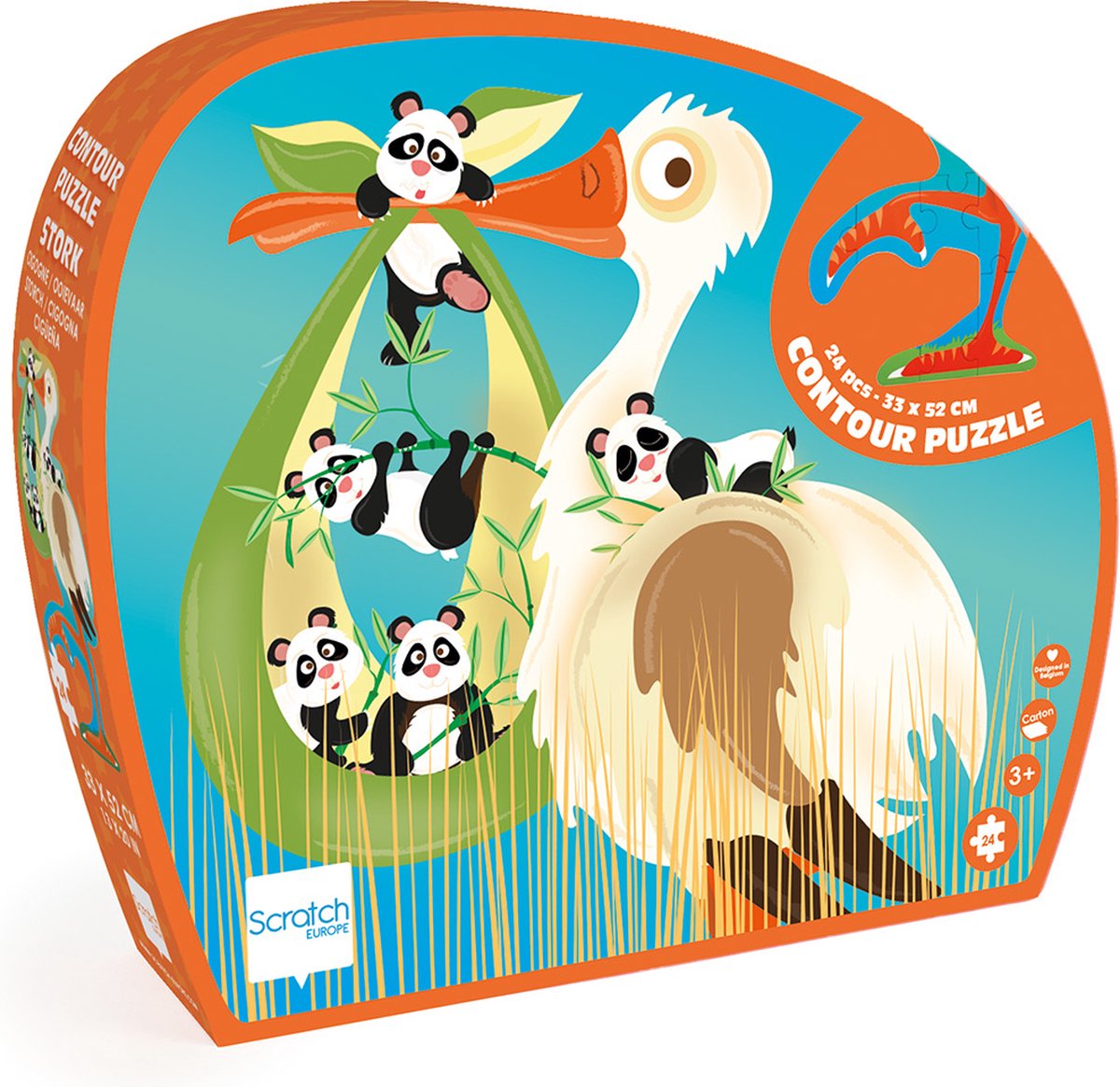 Kratzkonturpuzzle – Storch – 32,9 x 51,9 x 0,25 cm – 24 Teile – 3 Jahre