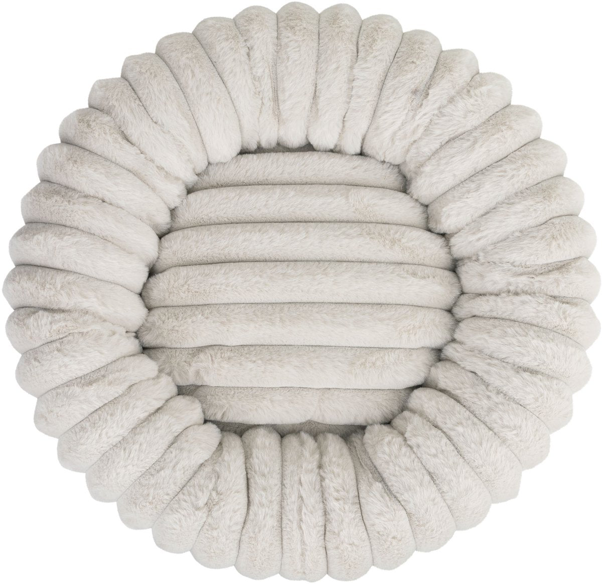District 70 Ribba – luxuriöses rundes Katzenbett aus Cordplüsch – Greige – 45 x 45 x 15 cm