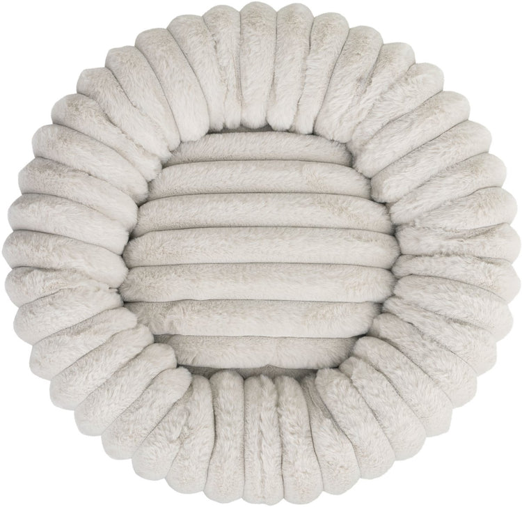 District 70 Ribba – luxuriöses rundes Katzenbett aus Cordplüsch – Greige – 45 x 45 x 15 cm