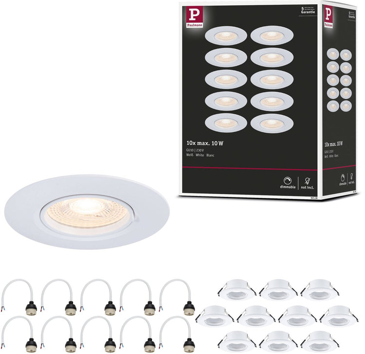 Paulmann Einbauleuchte 10er Set Stern rund 90 mm GU10 max. 10x10W 230V dimmbar weiß