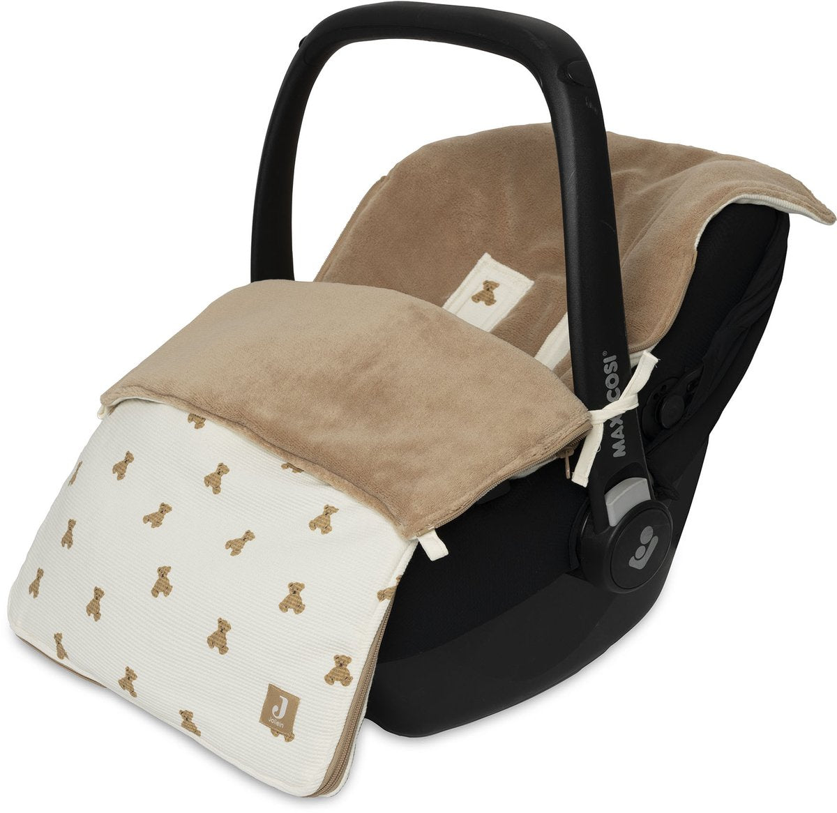 Jollein Fußsack für Autositz-Kinderwagen – Mini-Teddybär – 82 x 42 cm – Waffel