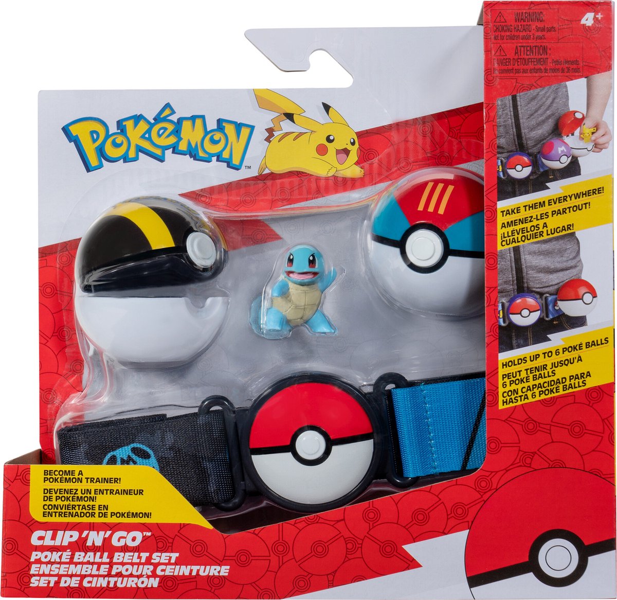 Jazwares Pokémon – Clip 'n' Go Pokeball-Gürtelset Squirtle