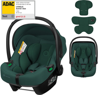 Lionelo Astrid i-Size-Autositz – ADAC 5-Sterne – 40–87 cm – RWF – Memory-Schaum – verstellbare Kopfstütze (7 cm) – Holmbergs-Gurte – kompatibel mit Kinderwagen mit Isofix-Basis – i-Size-Standard – lichtecht