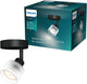 Philips Hearing-Aufbaustrahler – LED-Gu10-Fassung – ausrichtbar – 1 Lichtpunkt – Clickfix – Schwarz mit geriffeltem Glas