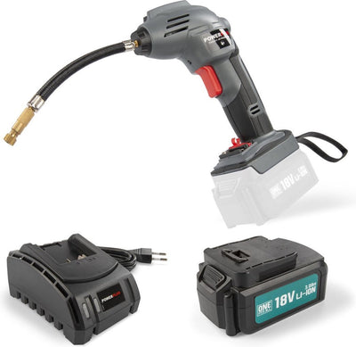Powerplus powebacs3 Luftpumpe - 18 V - gebürstet - - inkl. Batterie 18 V 3,0 Ah und Ladegerät – 3 Akkus.