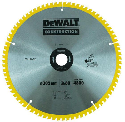 Dewalt dt1184-qz – Kreissägeblatt – 305 mm – 80 Zähne – für Holz