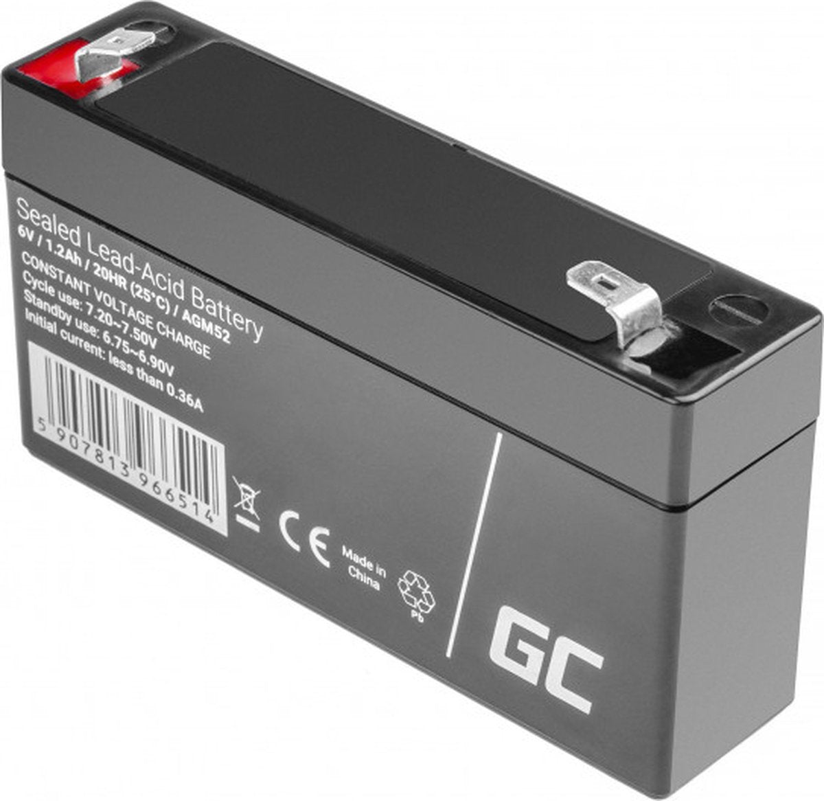 Green Cell 6 V 1,2 Ah (f1 4,6 mm) 1200 mAh VRLA AGM-Batterie