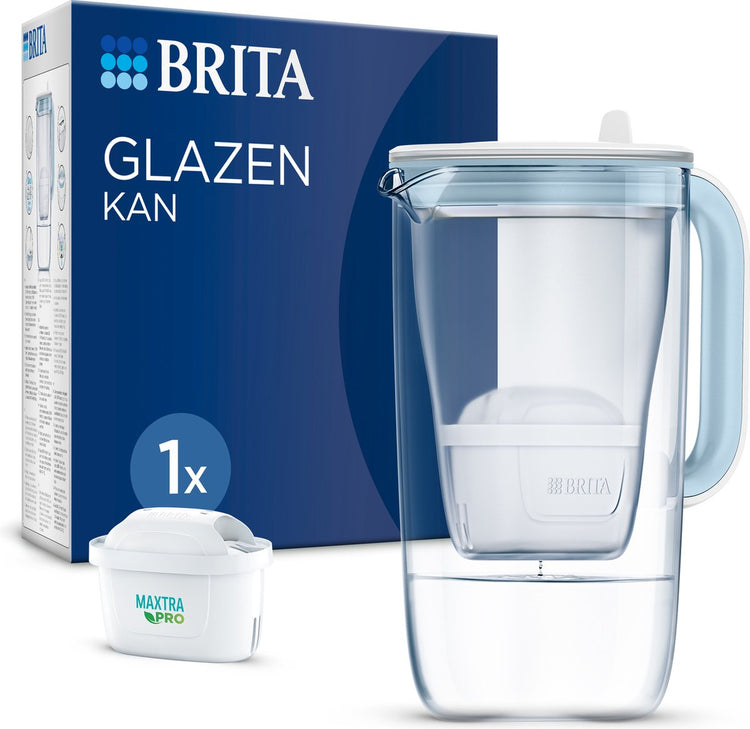 Brita - langlebiger Wasserfilterkrug aus Glas - 2,5l - blau - inkl. 1 Maxtra Pro Pure Performance Filterkartusche