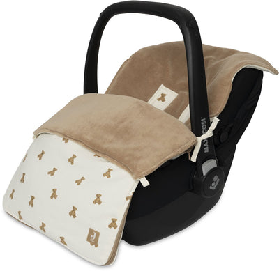Jollein Fußsack für Autositz-Kinderwagen – Mini-Teddybär – 82 x 42 cm – Waffel