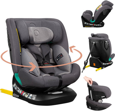 Lionelo Bastiaan One – i-Size-Autositz 4in1 – 360° Easyturn – Isofix-Top-Tether – Gruppe 0–1–2–3 – 40–150 cm – R129-Zulassung – erweiterter Seitenschutz – Memory-Schaum-Kopfstütze – 13 Positionen verstellbar – 4-stufige Rückenlehne – Driseat-Einsatz