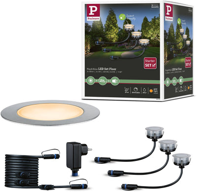 Paulmann Plug Shine LED Bodeneinbauleuchte Boden Basisset Insektenfreundlich IP67 2200K 3x2W 21VA Silber