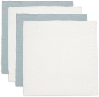Jollein - Musselintuch klein 70x70cm - Wickeltuch - weiche Baumwolle - 4 Stück - meergrünes Elfenbein