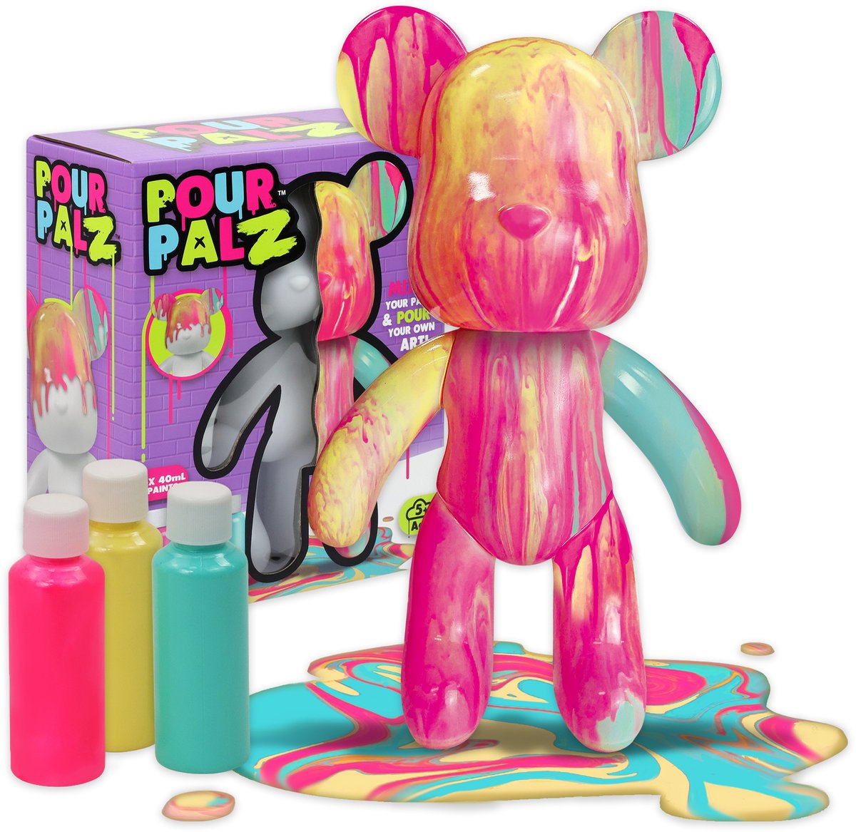 Spectron pour palz Bubblegum Pop Bear Gießfarbenset – inkl. 3 Acrylfarben