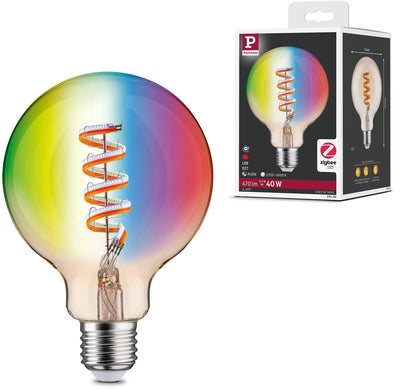 Paulmann Filament 230V Smart Home Zigbee 3.0 LED Globe G95 E27 470LM 6,3W RGBW+ Dimmbar Gold