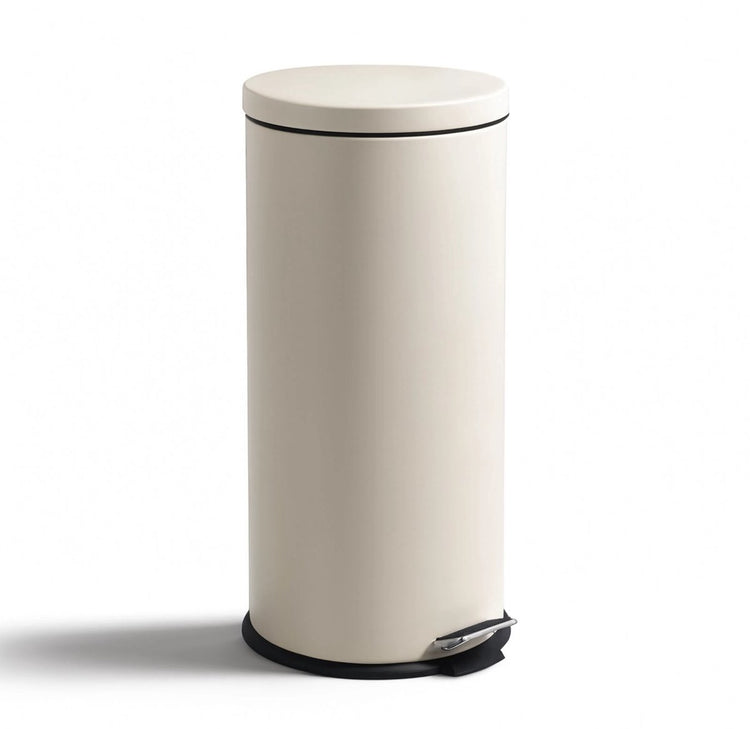 Stille. Living Hush Living – Abfalleimer 30 l aus Metall – mit Soft-Close-Deckel – Treteimer – herausnehmbarer Inneneimer – großes Fassungsvermögen – Küche, Büro – Beige