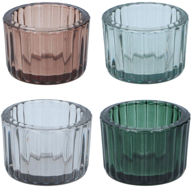 Arti casa Teelichthalter 4er-Set – geripptes Design – Teelichthalter für Tisch und Wohnzimmer – ø 5,5 x 3,5 cm