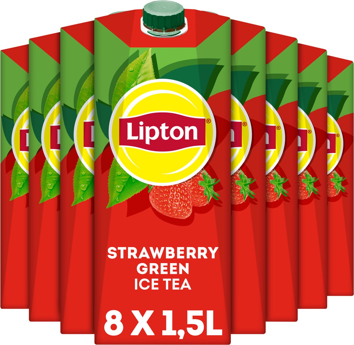Lipton Ice Tea Green Pack – Erdbeere – zuckerarm – 8 x 1500 ml – Vorteilspack