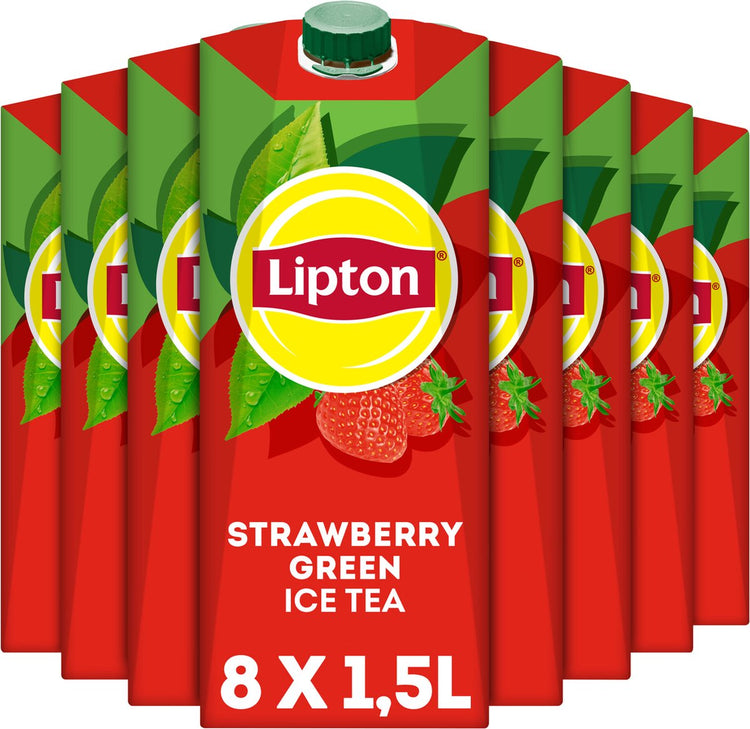Lipton Ice Tea Green Pack – Erdbeere – zuckerarm – 8 x 1500 ml – Vorteilspack