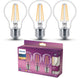 Philips LED-Lampe – Standardlampenform mit E27-Fassung – warmweißes Licht: 2700 K – 60 W – klares Glas – 3er-Pack
