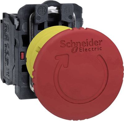 Schneider Electric xb5as8442 Not-Aus-Taste, Metall-Frontring, mit Not-Aus-Schalter, rund, rücksetzbar, abschließbar