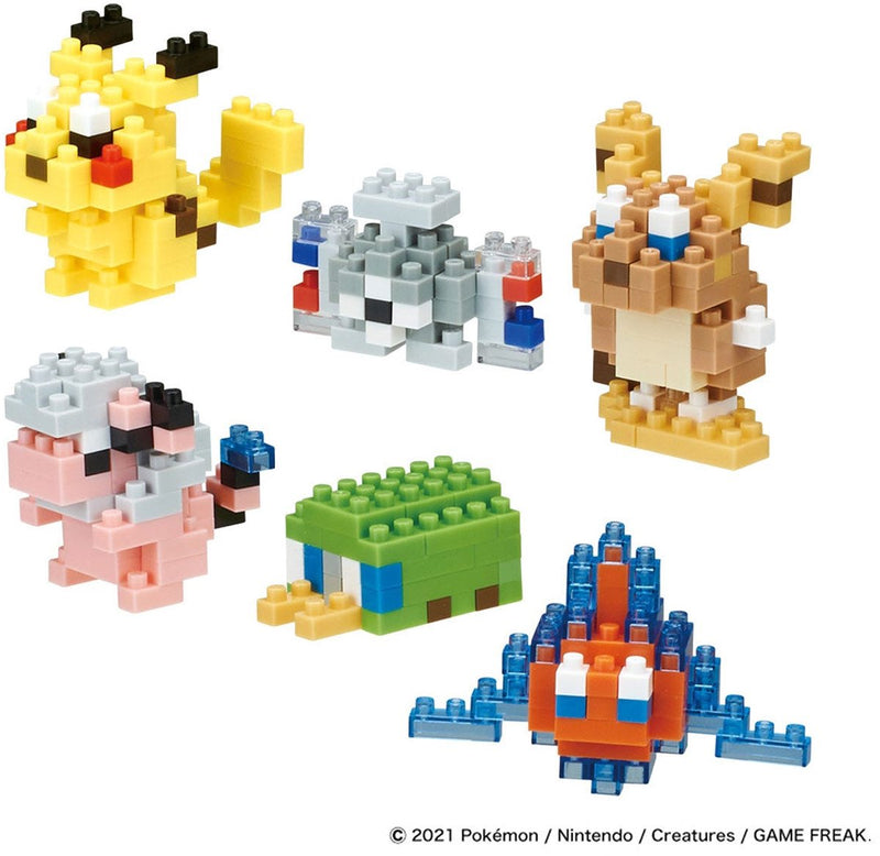 Bandai – Nanoblock – elektrisches Pokémon-Minifiguren-Paket – Box mit 6 aus Ziegeln gebauten Pokémon-Figuren – Modellbauset – Spielzeug für Kinder ab 12 Jahren, Teenager und Erwachsene – nbpm08b