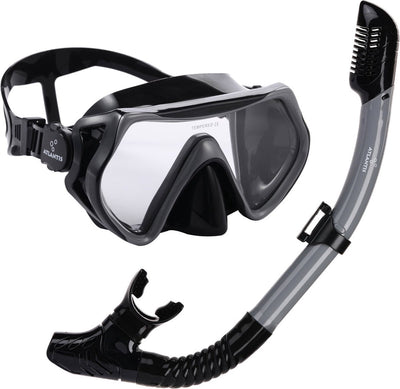 Atlantis Borneo Combo - Schnorchelset - Taucherbrille - Schnorchel - Erwachsene - Schwarz Grau