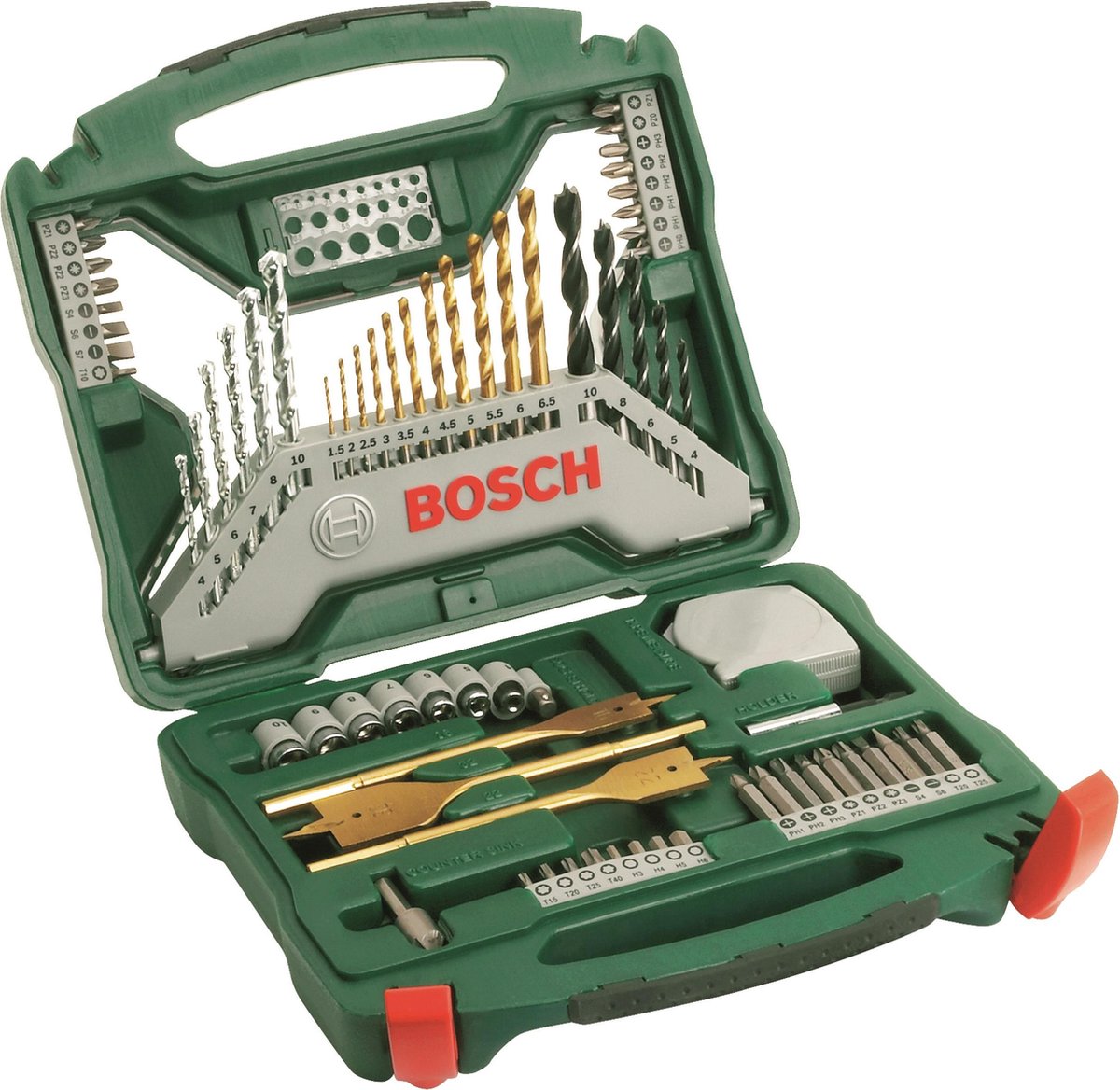 Bosch X-Line Bohrer-Set – 70-teilig – Titan-Plus-Serie – für Holz, Metall und Stein