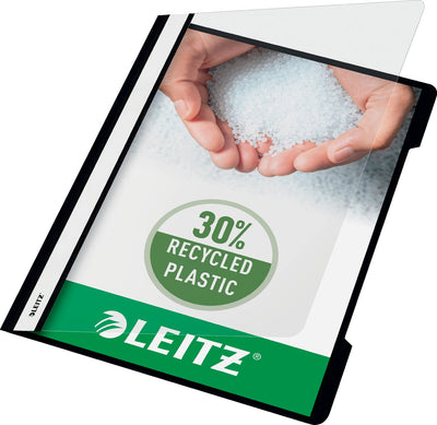 Leitz Schnellfixierer A4 – 30 % recycelter Pre-Consumer-Kunststoff – 25 Stück – Schwarz