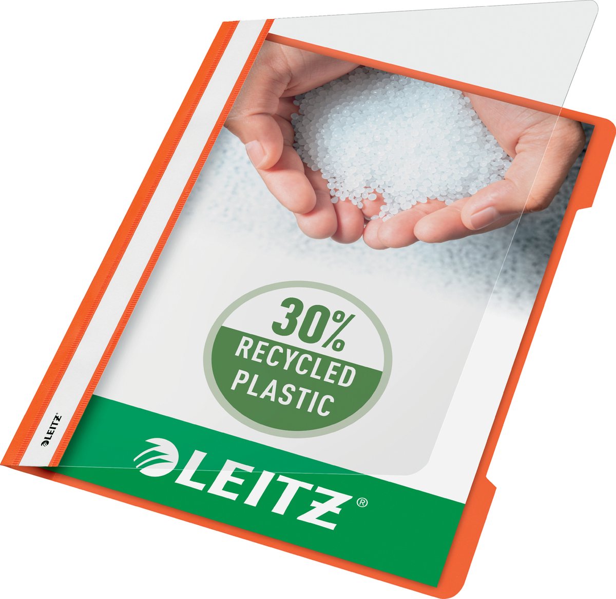 Leitz Schnellfixierer A4 – 30 % recycelter Pre-Consumer-Kunststoff – 25 Stück – Orange