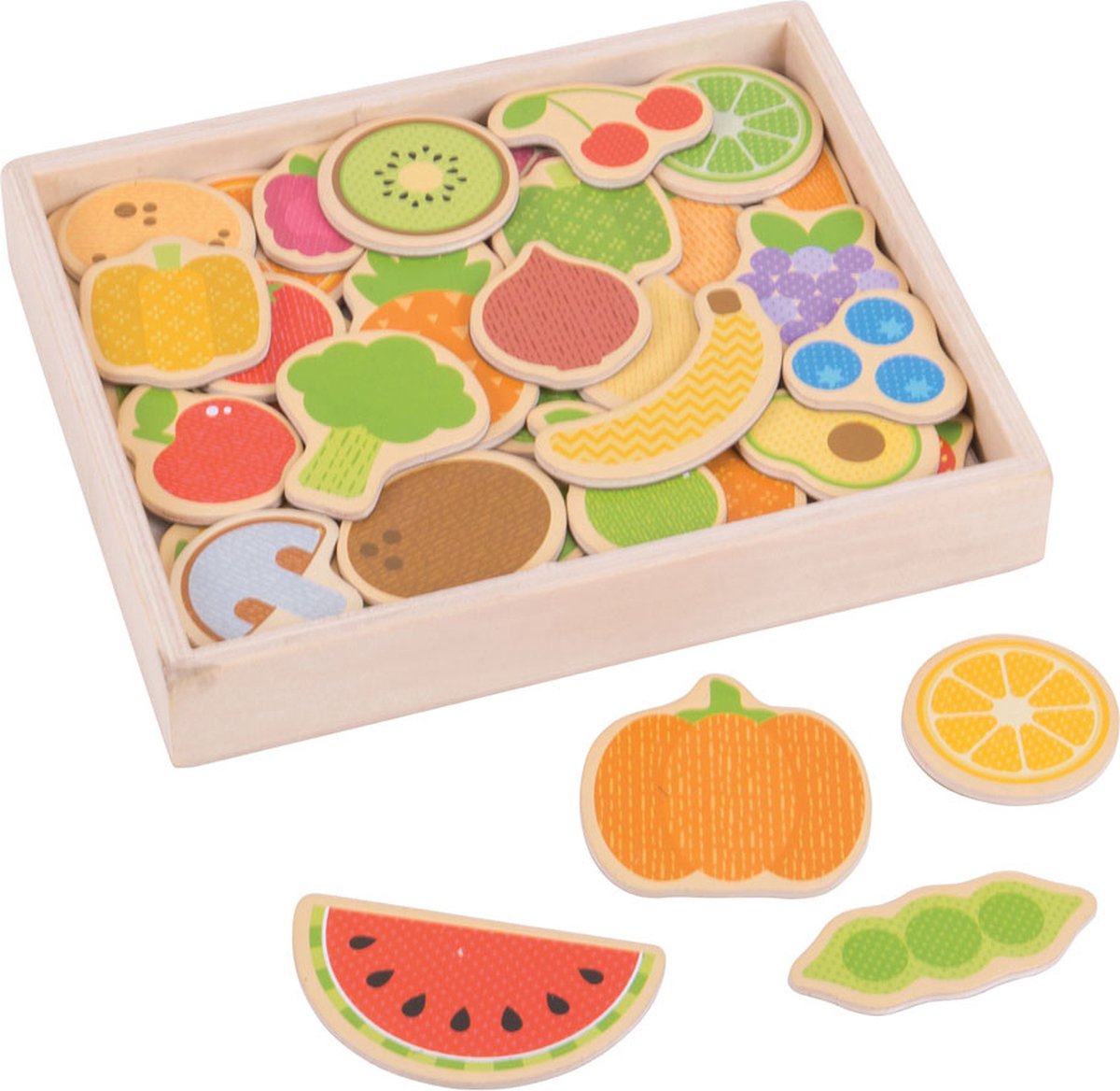 Bigjigs Holzmagnete Obst und Gemüse, 35st.