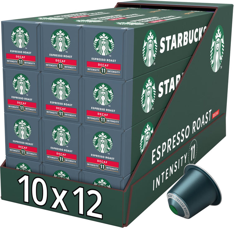 Starbucks by Nespresso Kapseln Espresso Roast Decaf – 10 Kaffeetassen x 12 Boxen