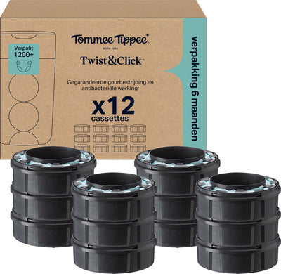 Tommee Tippee Twist Click Windeleimer-Nachfüllungen – Packung mit 12 Stück – 12 x 10,5 m Nachfüllkassetten