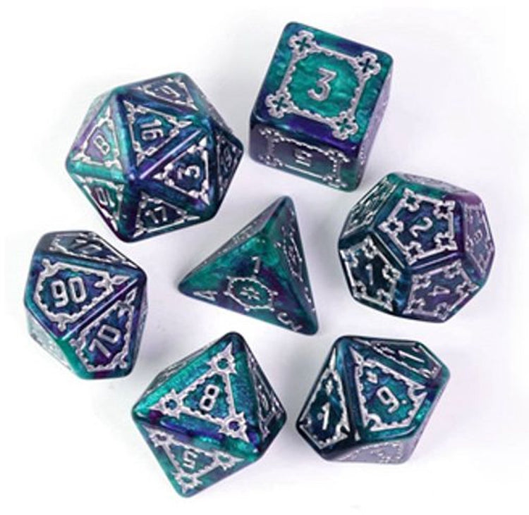Hot Games Würfelset Jumbo Castle Grün-Lila 7-teilig Dungeons and Dragons.