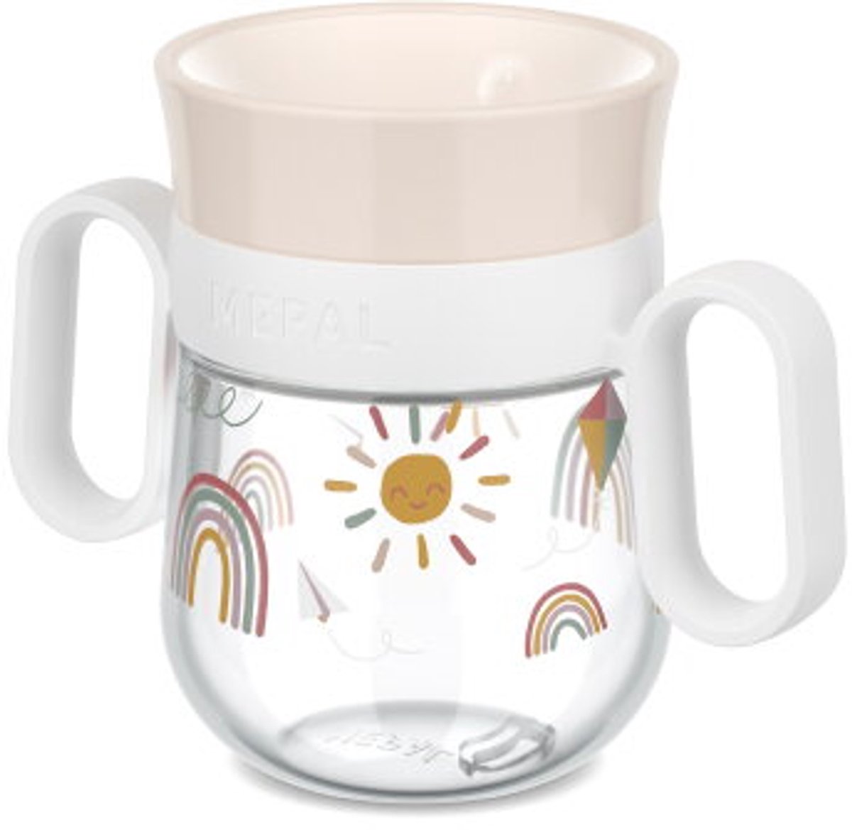 Mepal mio 360° Trinkbecher – 200 ml – gut zu halten – Kindergeschirr – Sunshine Rainbow