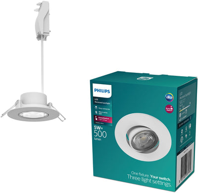 Philips LED Philips Cilantro Einbaustrahler – Szenenschalter-Lichttechnologie – 5 W – warmweißes Licht: 2700 K – Weiß