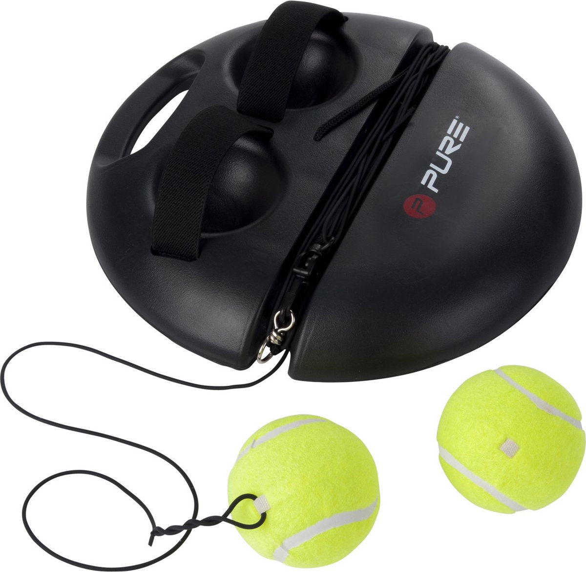 Pure2improve – Tennistrainer – inklusive 2 Tennisbällen – 15 m Schnur