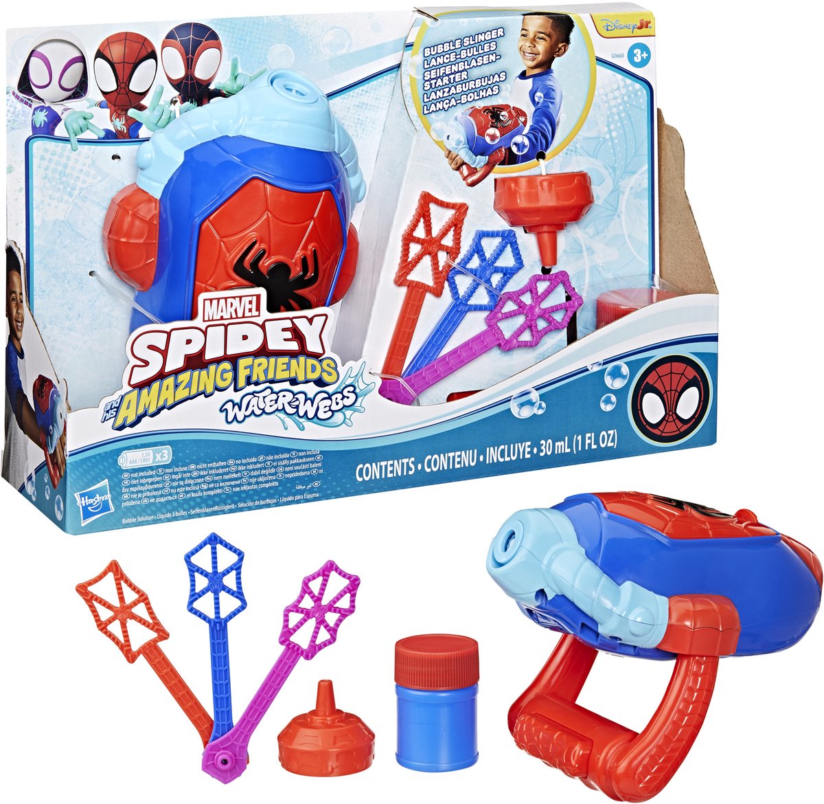 Hasbro Spidey Water-Webs Seifenblasenmaschine – mit Seifenblasengebläse