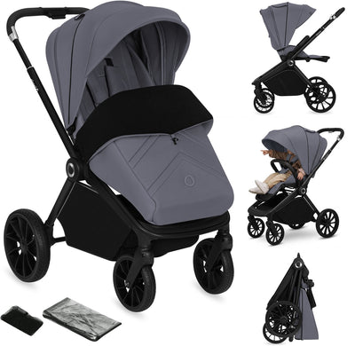 Lionelo Mika Plus Kinderwagen – All-Terrain-Räder – Leichtgewicht – verstellbarer Sitz – XXL-Verdeck mit UPF 50+ – kompakt faltbar – inklusive Zubehör
