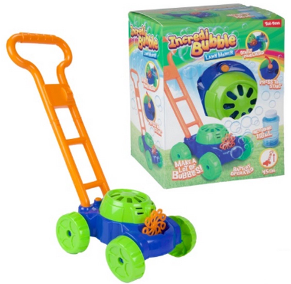 Toi-toys Seifenblasenmaschine Rasenmäher mit Seifenblasengebläse – 118 ml