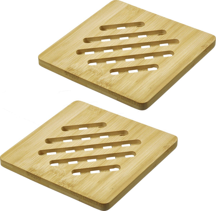 Westmark coasters tapas + friends - square coasters to protect the table against scratches and burns, ideal for the dining table - bamboo, 17 x 17cm, 2 pieces