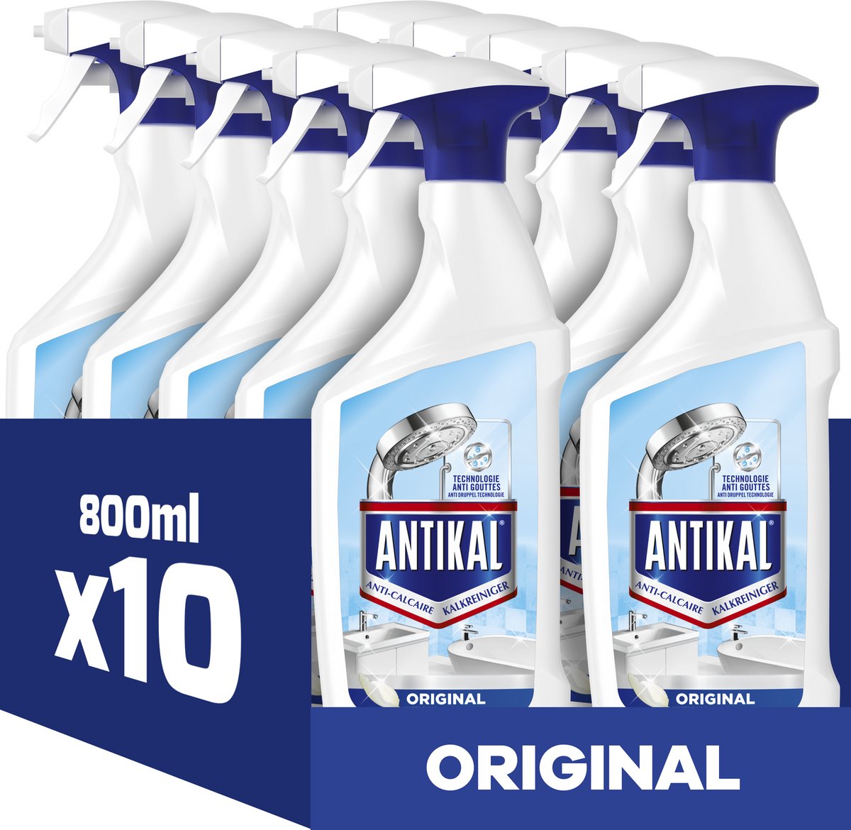 Antikal Viakal Original Spray – zur Entfernung von bis zu 100 % Kalk – 10 x 800 ml