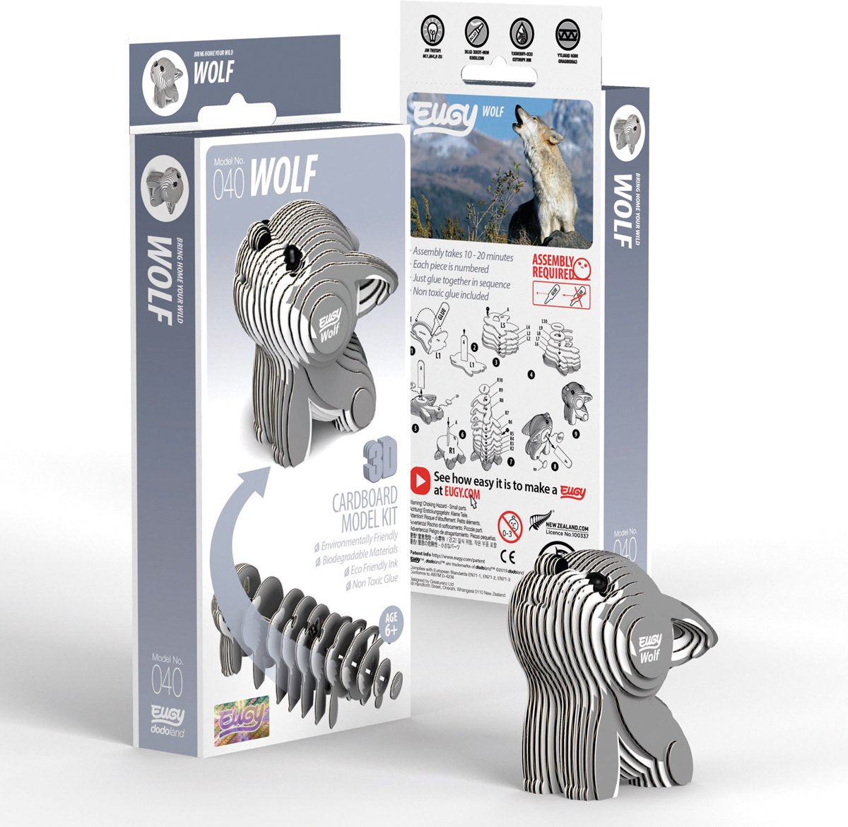 Eugy 3D-Puzzle – Wolf – wilde Tiere – nachhaltig – alle sammeln – 6 Jahre