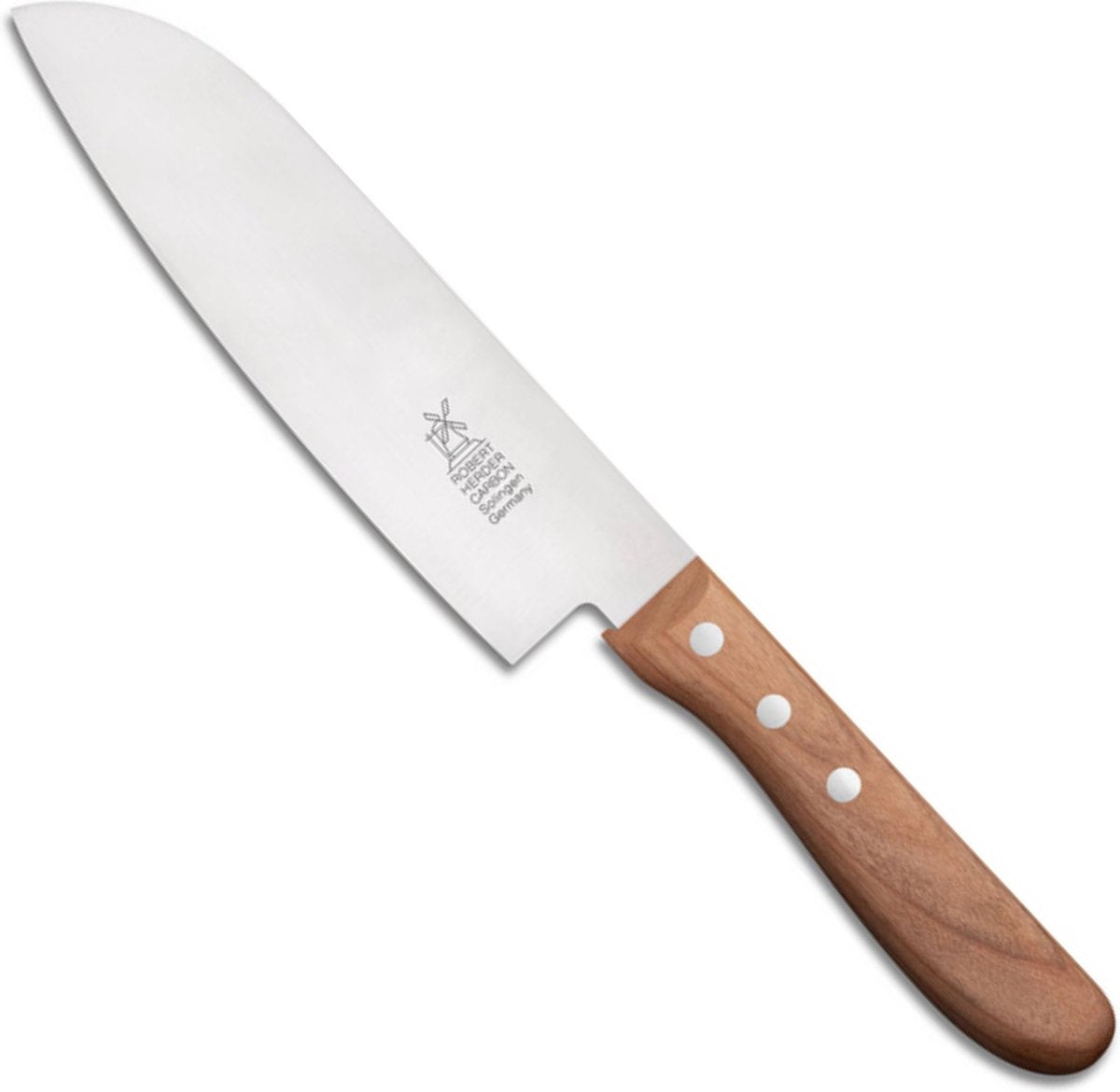 Robert Shepherd Santoku-Kochmesser – Kohlenstoffstahl – Klinge 16,5 cm – Griff aus Kirschholz