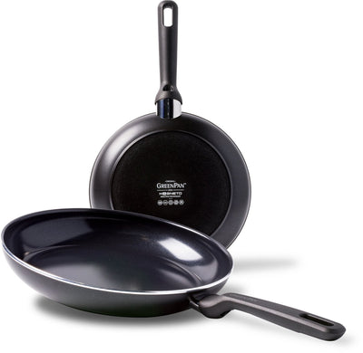 Greenpan Memphis Bratpfannenset 2-teilig – 24 x 28 cm – PFAS-freie Antihaftbeschichtung – Induktionspfannenset – Keramikpfanne – ofenfest bis 160 °C – Kaltgriffe – Schwarz